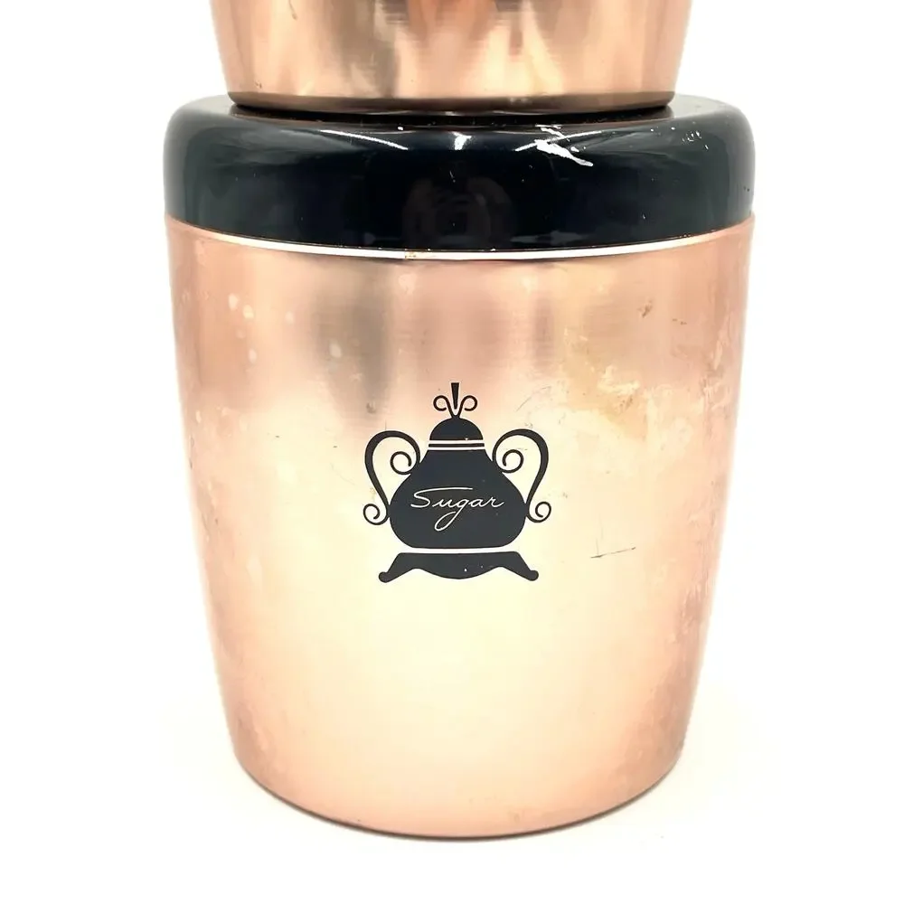 Vintage West Bend Rose Copper Aluminum 3 Piece Canister Set